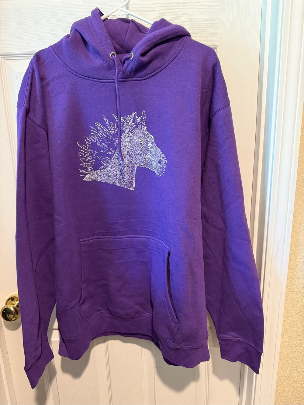 LA Pop Art Purple Hoodie with White Horse Graphic